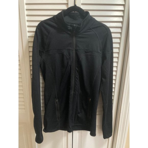 Fabletics Size M Black Zip Up Mock Neck Performance Compression Running Jacket - Picture 1 of 4